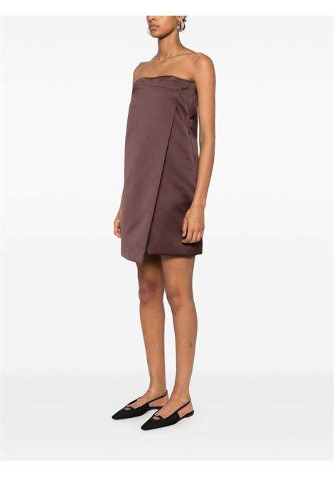 Brown satin wrap mini dress Philosophy di Lorenzo Serafini - women PHILOSOPHY DI LORENZO SERAFINI | 042071350194